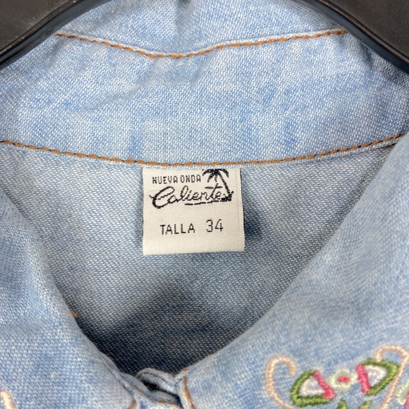 Vintage 90s Sleeveless Embroidered Denim Top Size M - Picture 3 of 6